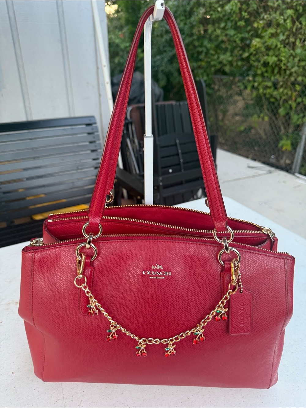 Coach Christie Carryall Satchel F 57520 Red Leather Shoulder Bag EUC